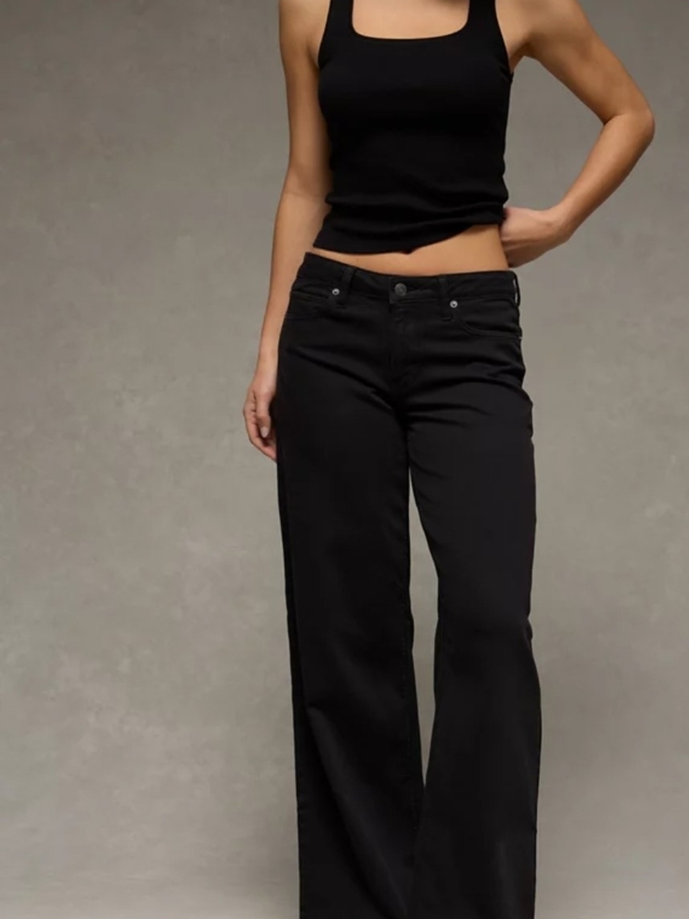 American Eagle AE Dreamy Drape Low-Rise Ultra Wide Leg  Women's Black Wash Jeans